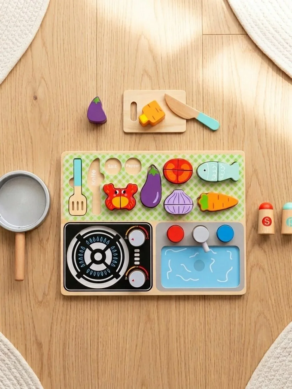 NEW Montessori Wooden Kitchen Play Set Pretend Cooking Toy Kids Gift